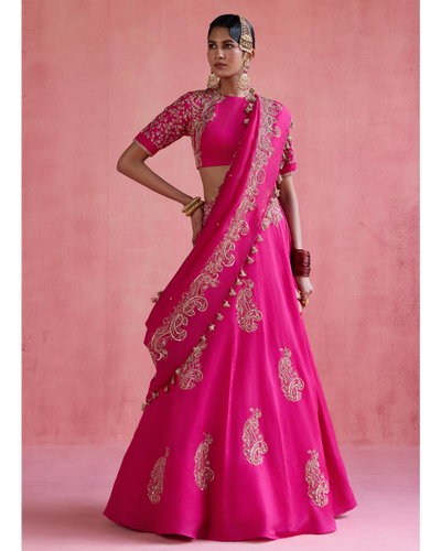 Inayat Lehenga Set - Fuchsia