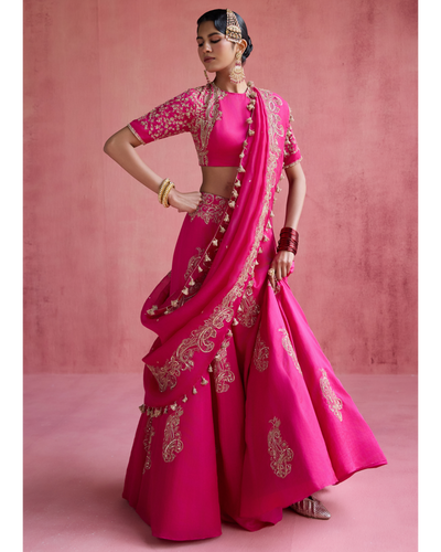 Inayat Lehenga Set - Fuchsia