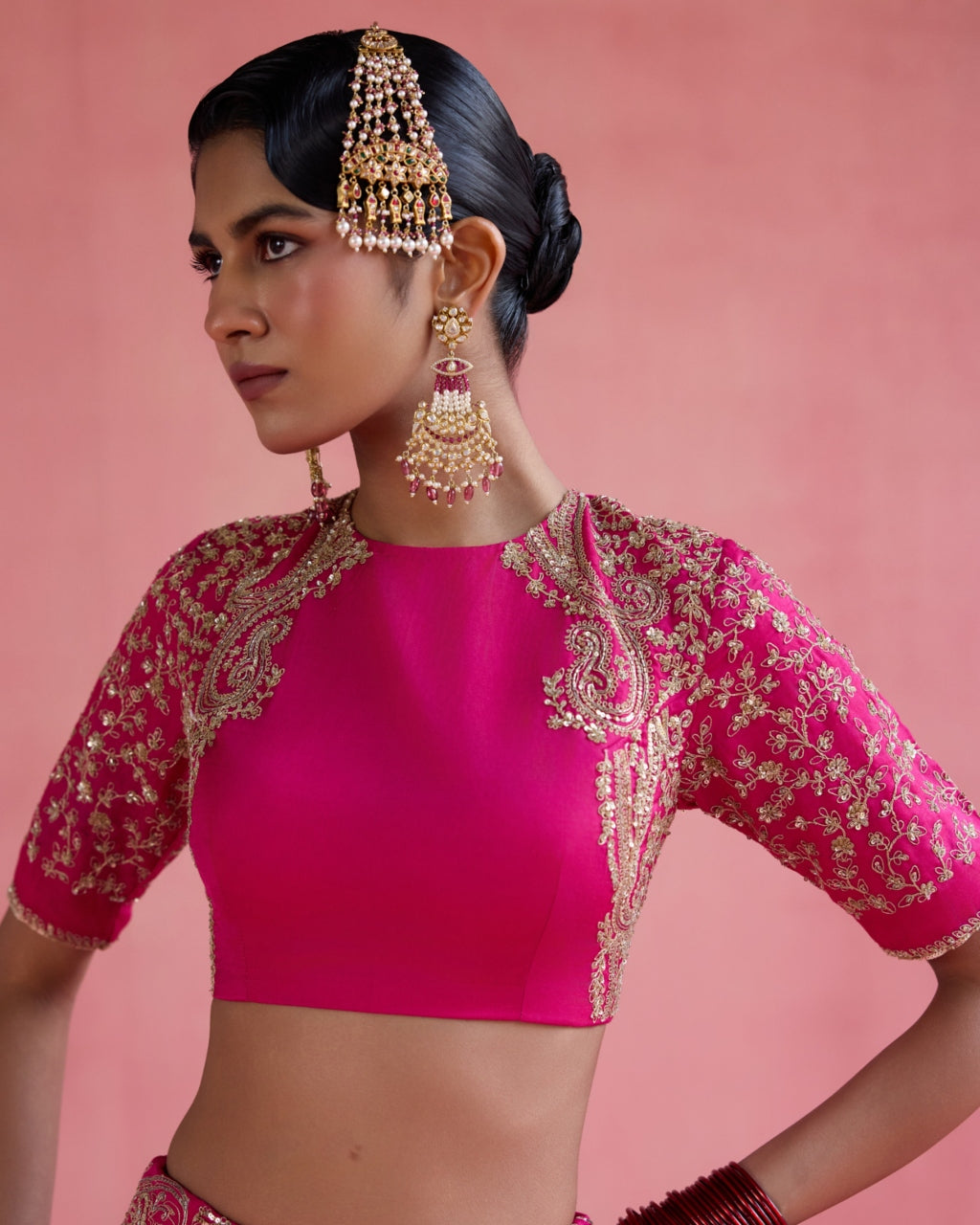 Inayat Lehenga Set - Fuchsia