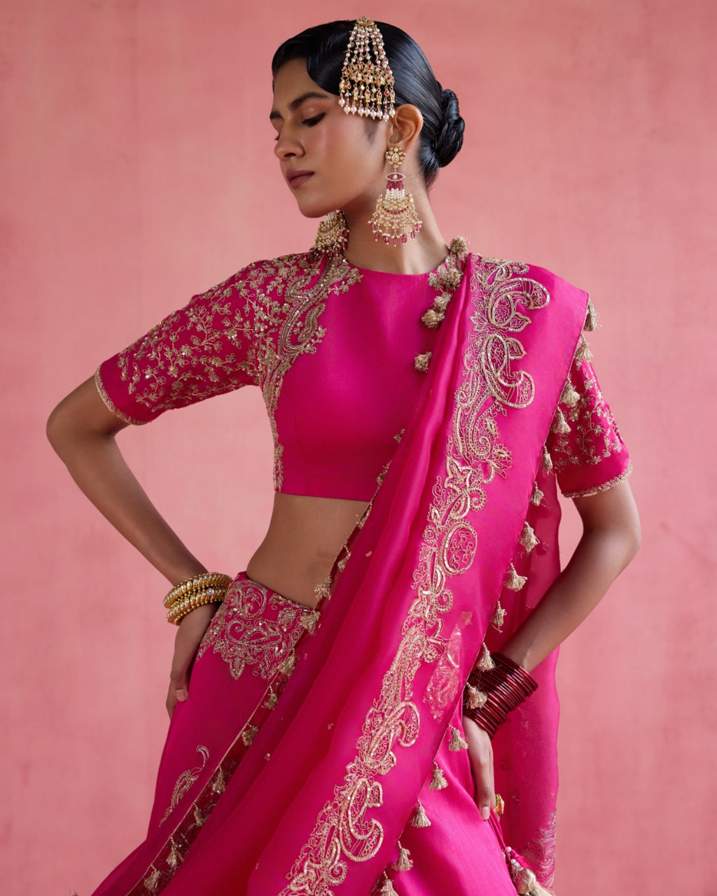 Inayat Lehenga Set - Fuchsia