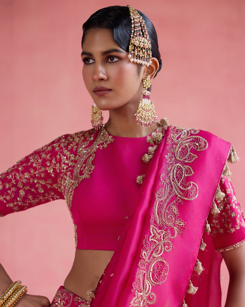 Inayat Lehenga Set - Fuchsia