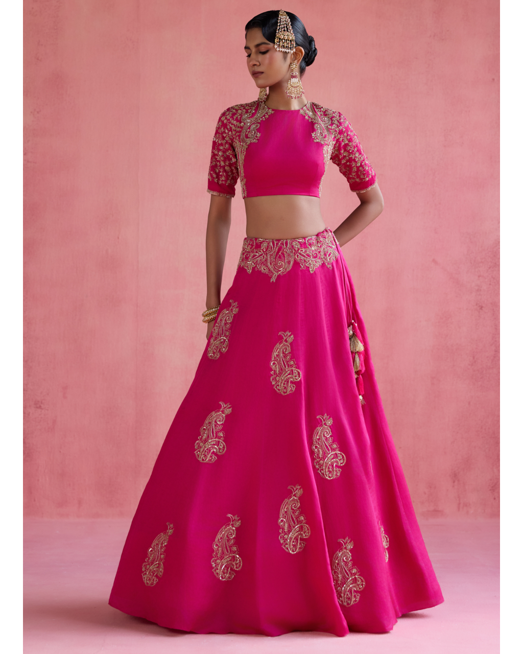 Inayat Lehenga Set - Fuchsia