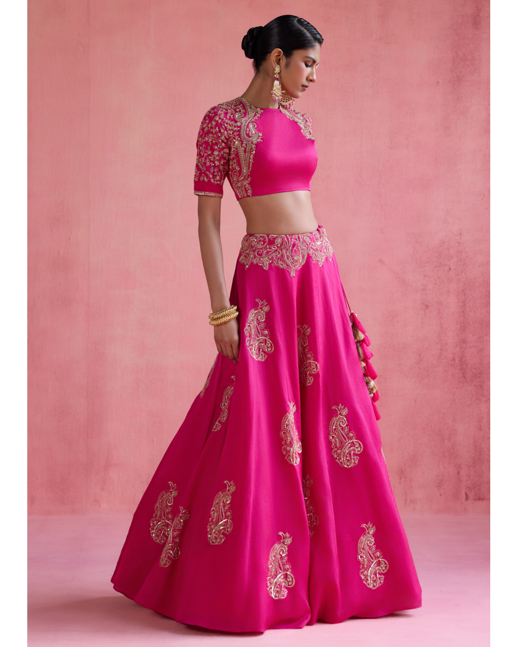 Inayat Lehenga Set - Fuchsia
