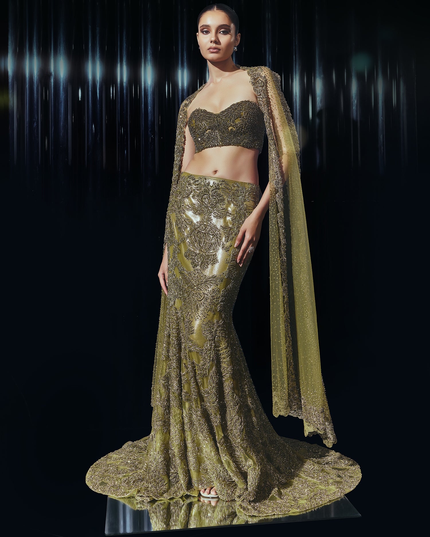 Olive Rohit The Darian Lehenga Set | Rohit Gandhi + Rahul Khanna – KYNAH