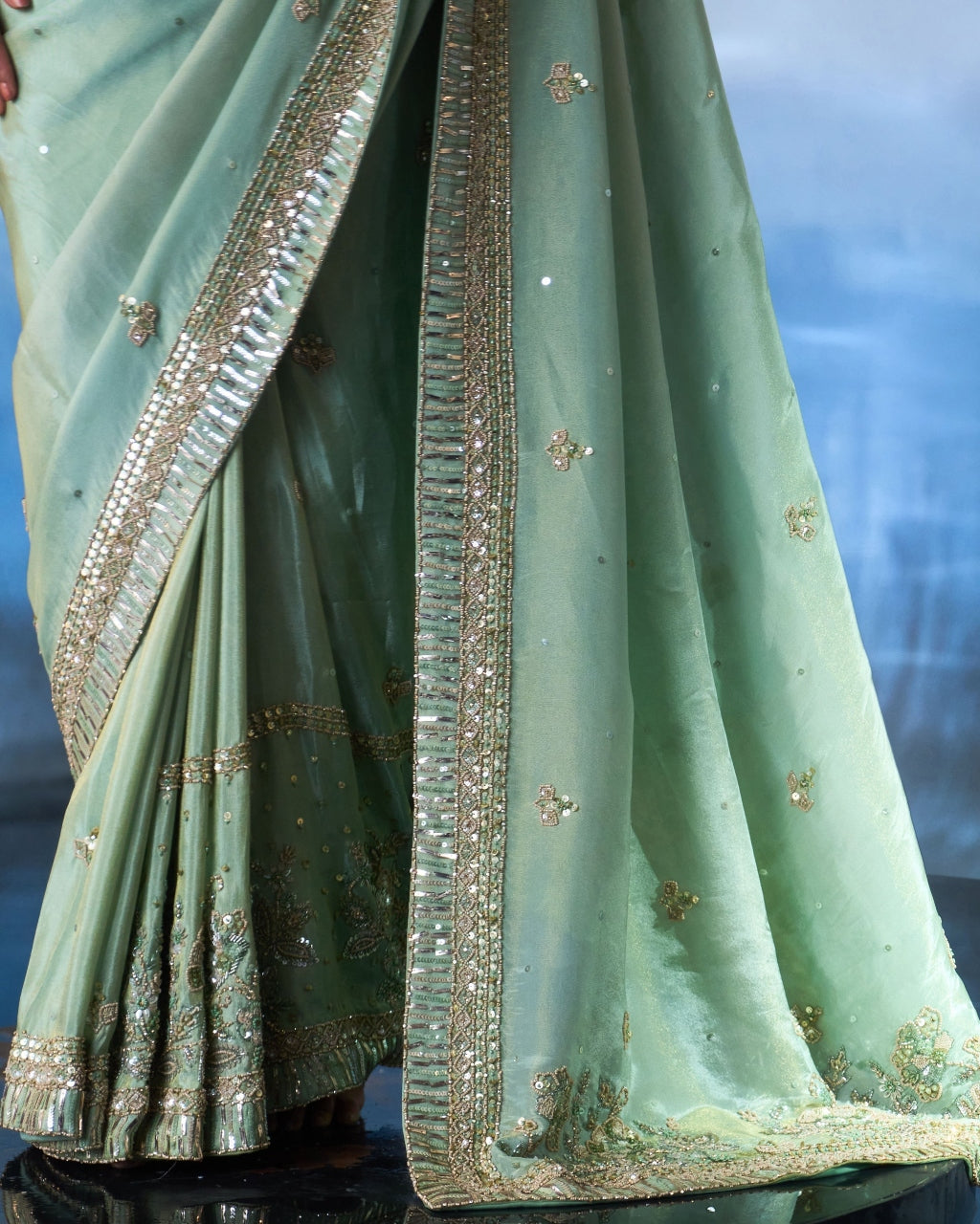 Seafoam Green Tissue Sari
