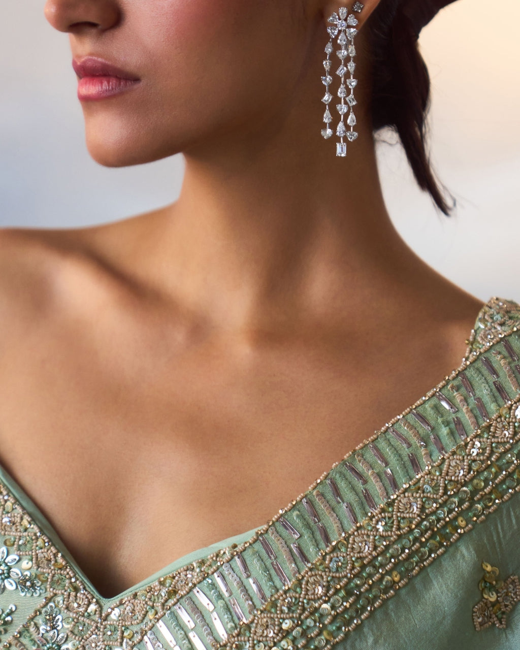 Seafoam Green Tissue Sari