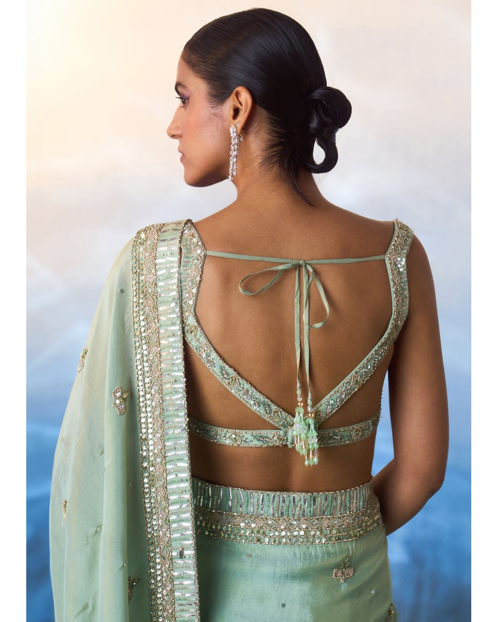 Seafoam Green Tissue Sari