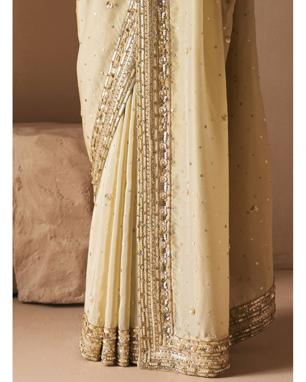 Champage Whisper Sari Set