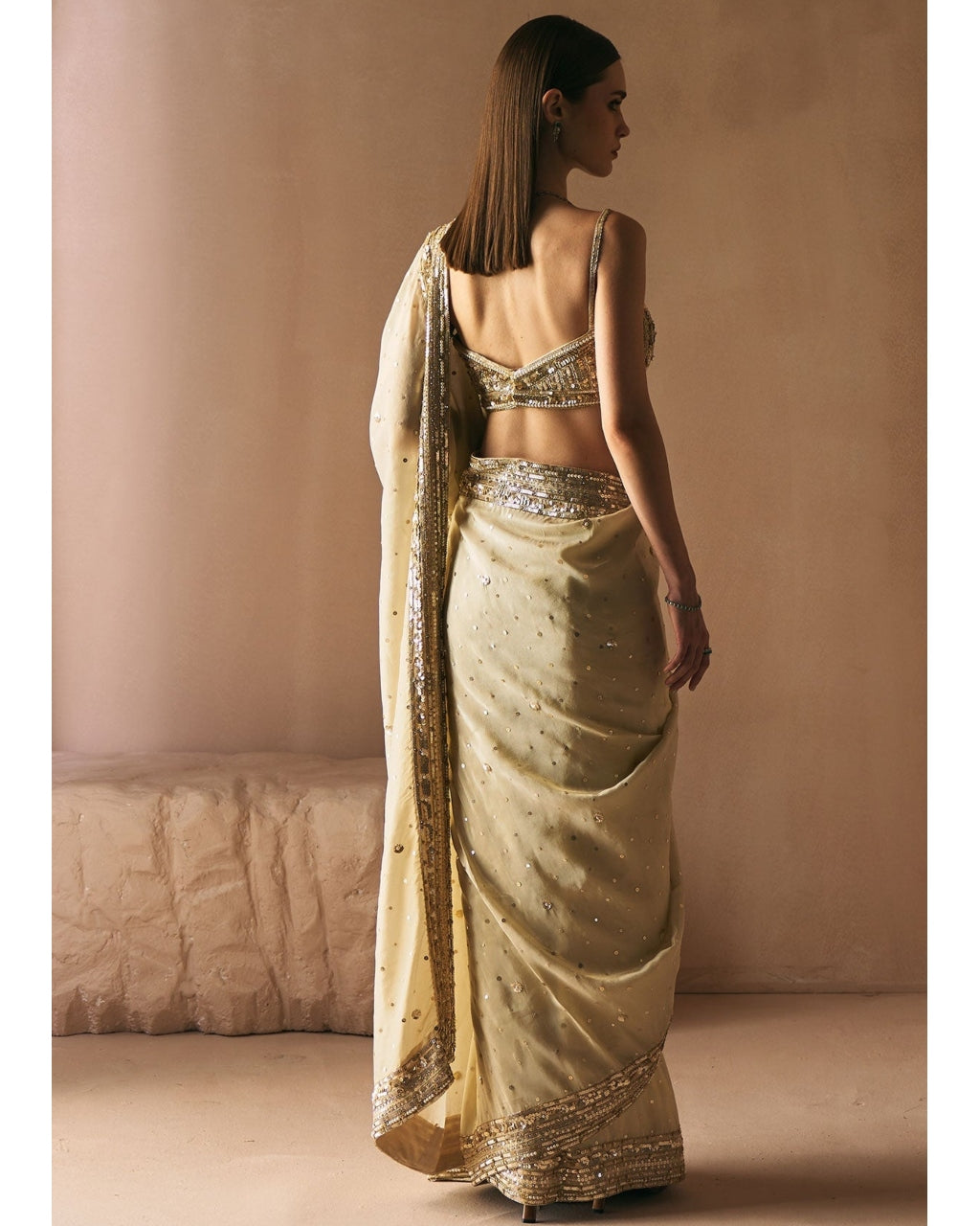 Champage Whisper Sari Set