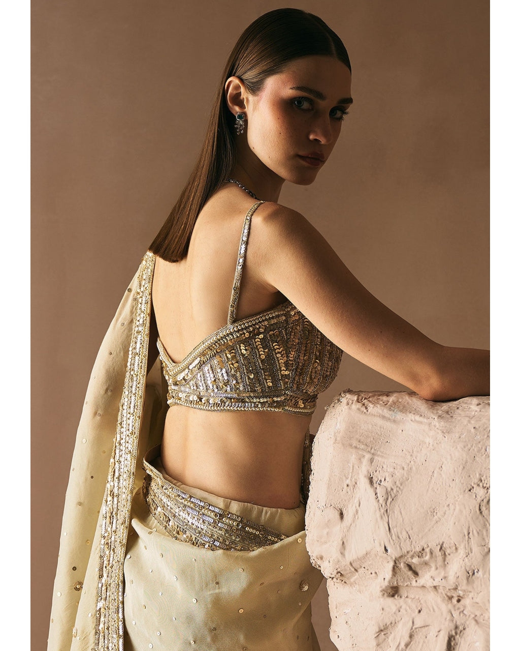 Champage Whisper Sari Set