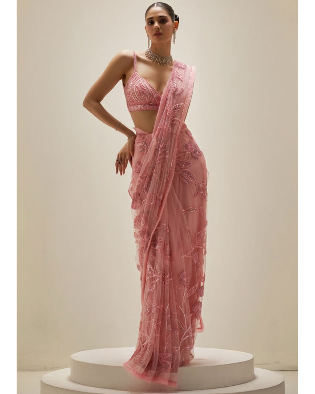 Rose Whisper Sari Set