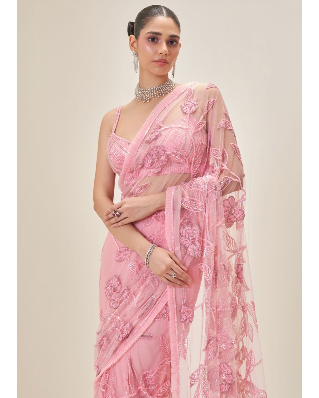 Rose Whisper Sari Set
