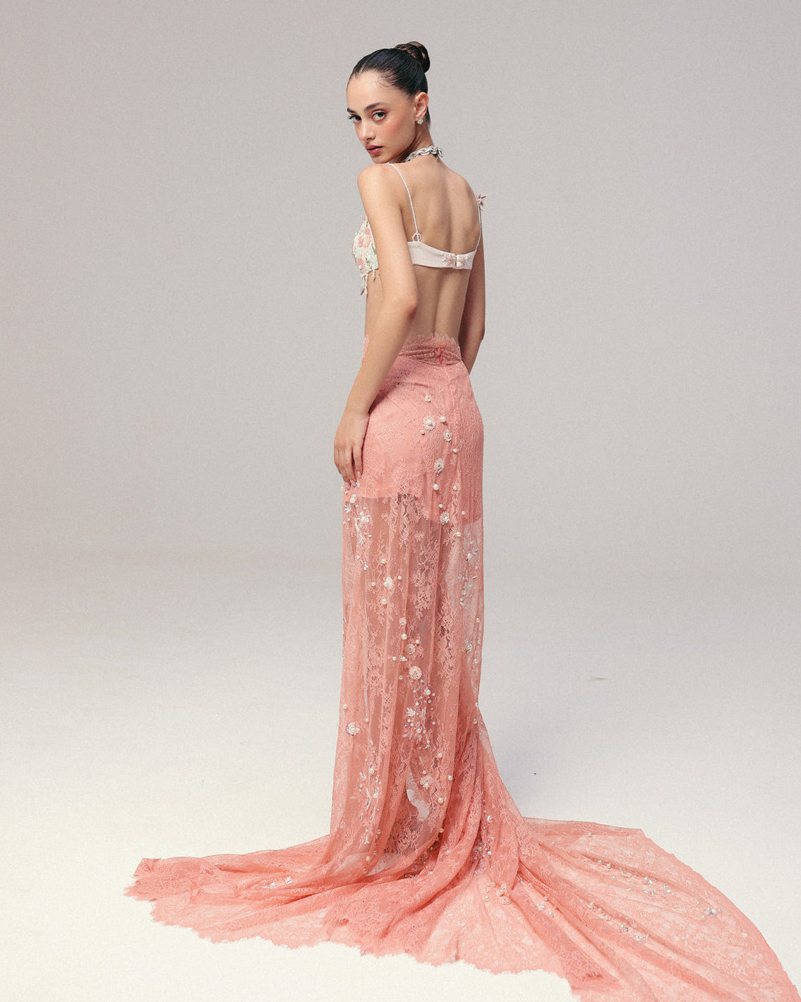 Pink Underwater Pearl Skirt Set
