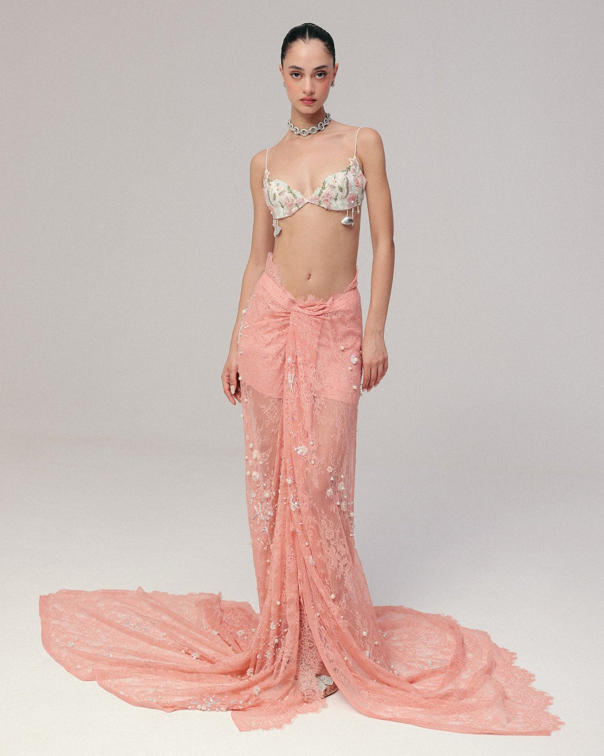Pink Underwater Pearl Skirt Set