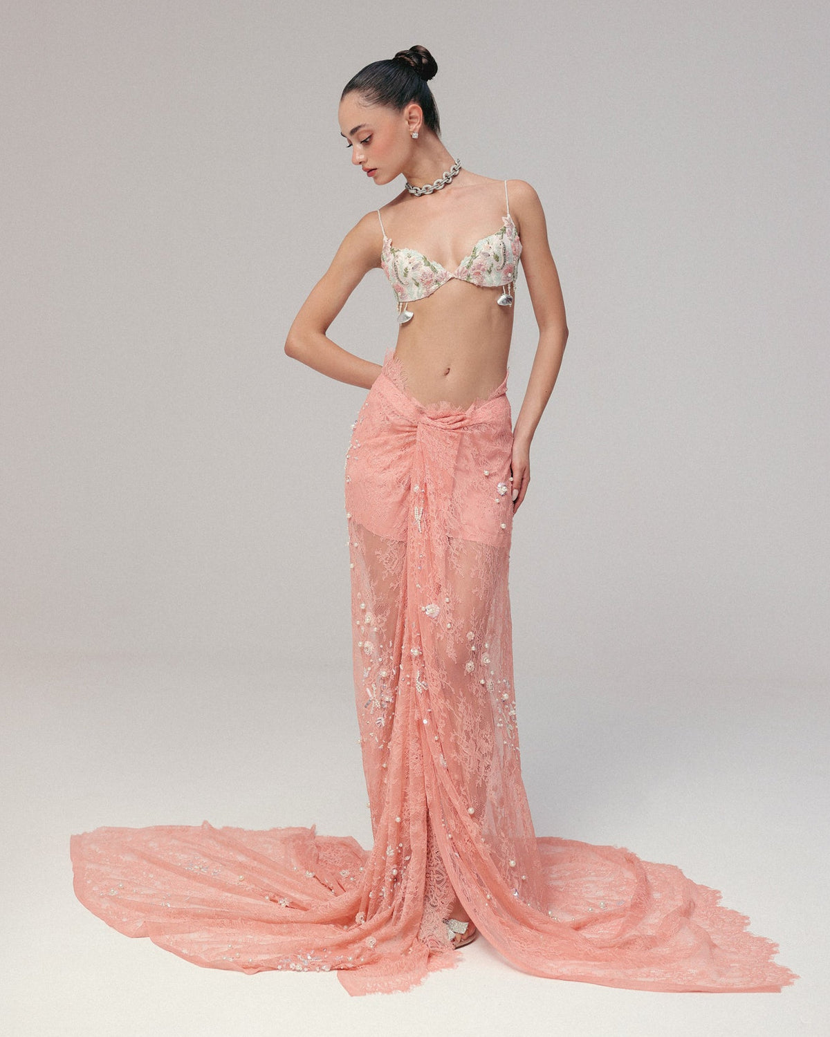 Pink Underwater Pearl Skirt Set