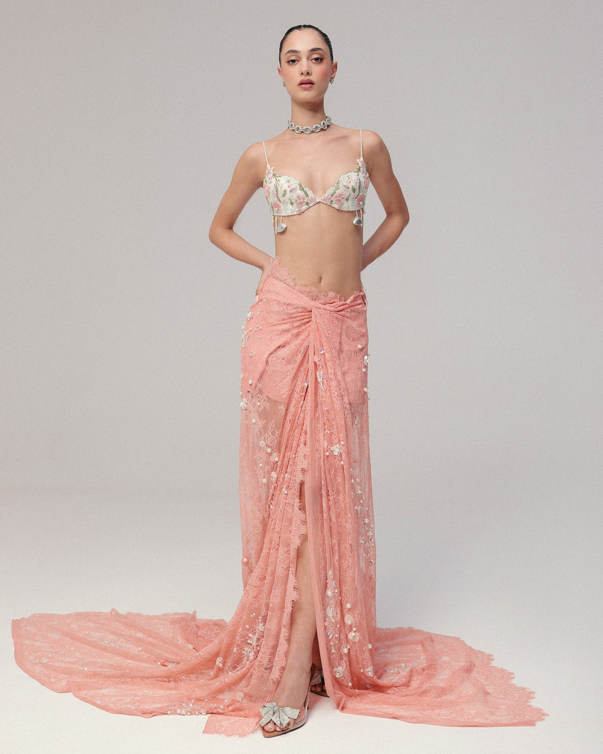 Pink Underwater Pearl Skirt Set