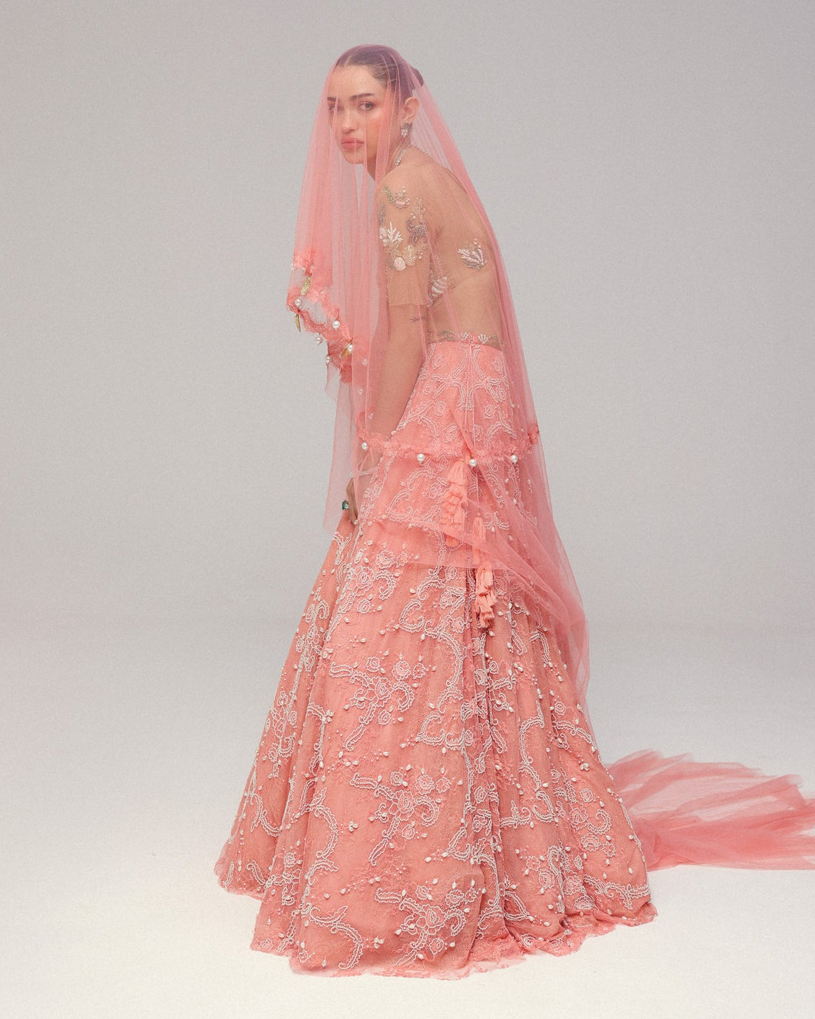 Pink Pearl & Shell Lehenga Set