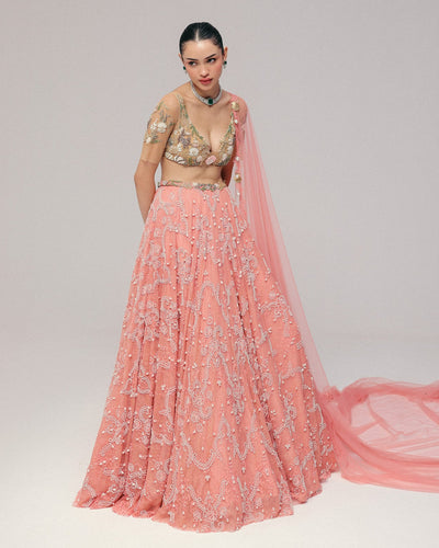 Pink Pearl & Shell Lehenga Set