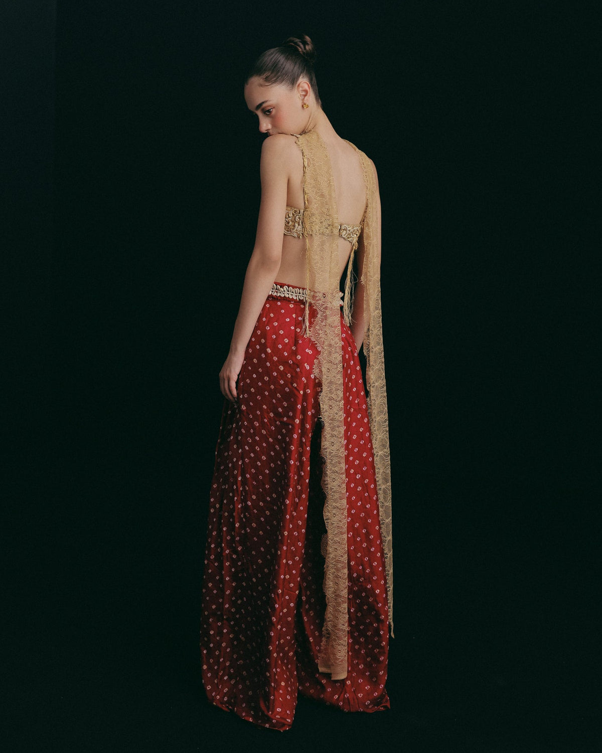 Red Zardosi Bandhani Pant Set