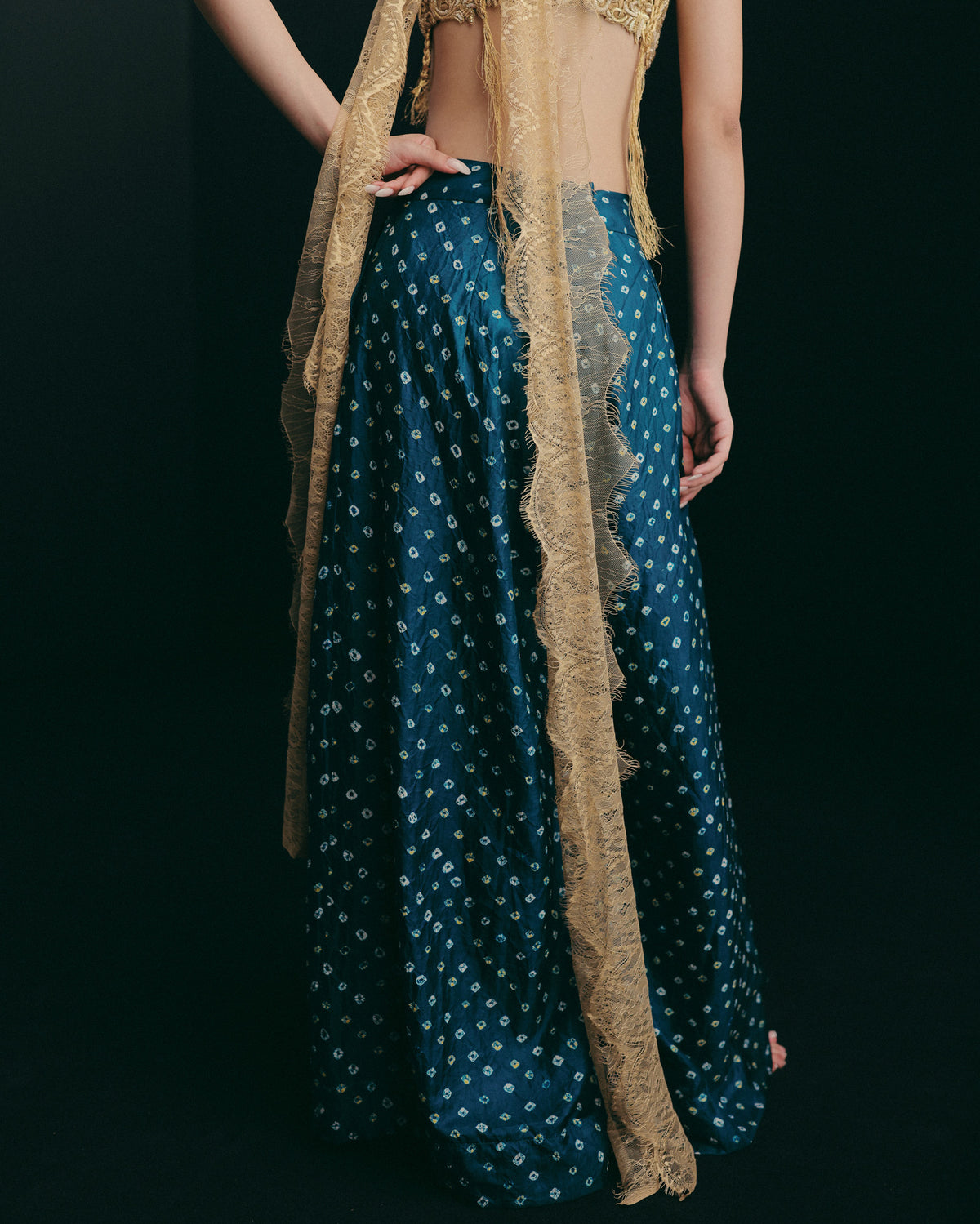 Blue Zardosi Bandhani Pant Set