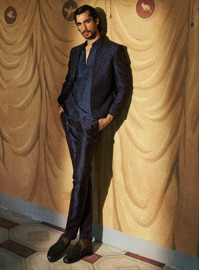 Siyahi Short Open Jacket, Shirt and Pant Set