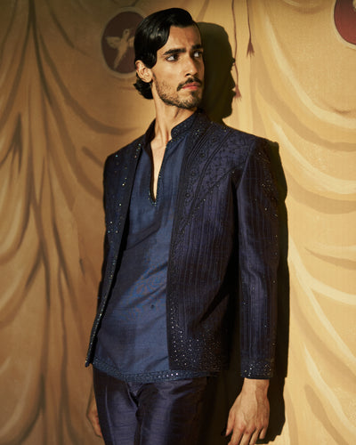 Siyahi Short Open Jacket, Shirt and Pant Set