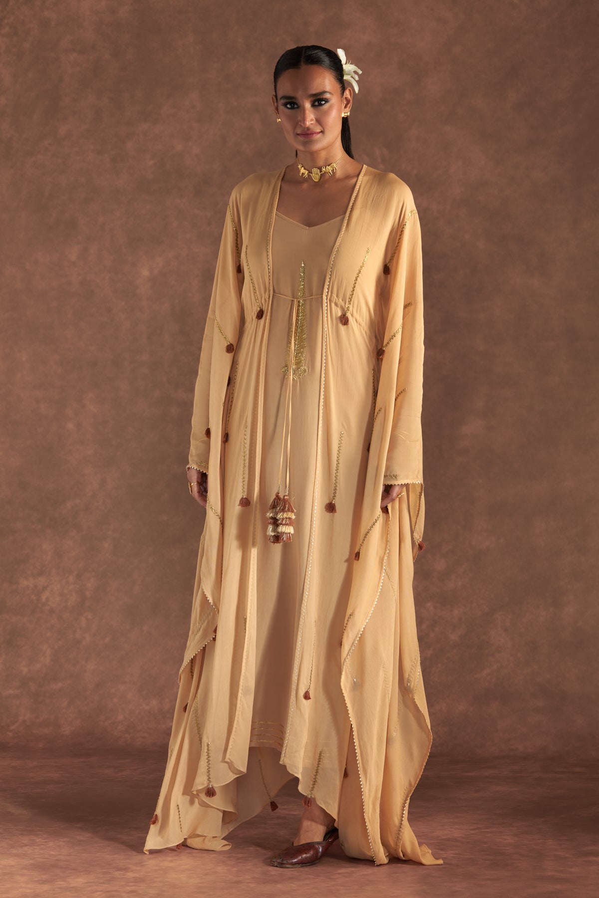 Oatmeal 'Paan-Patti' Cover-Up Kaftan By House Of Masaba