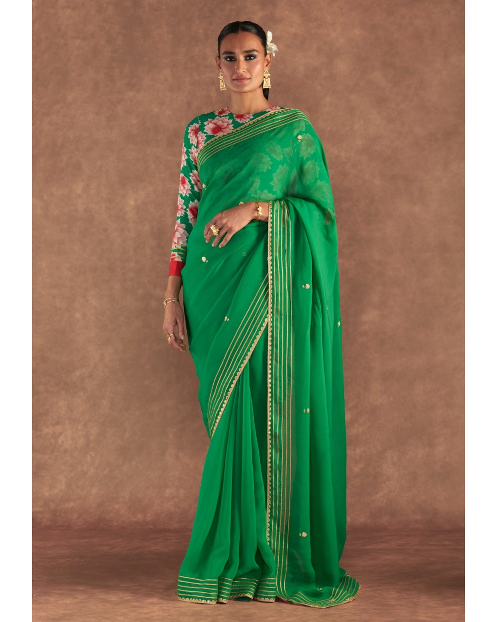 Green Berrybloom Sari By House Of Masaba