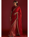Red Crushed Honeycomb Sari By House Of Masaba