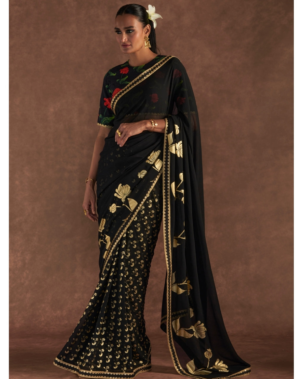 Black Springbud Sari