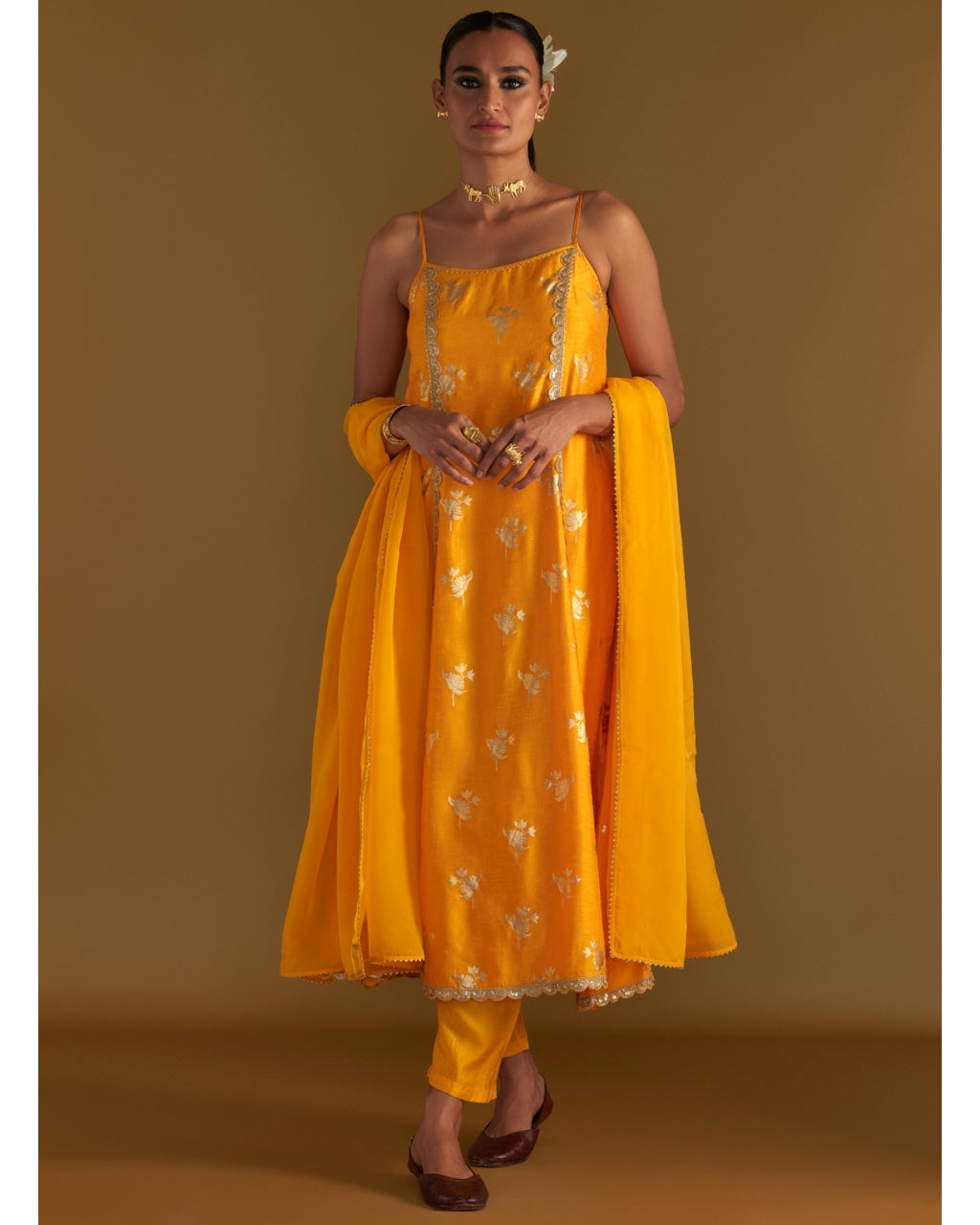 Mango Yellow Irisbud Anarkali Set By House Of Masaba