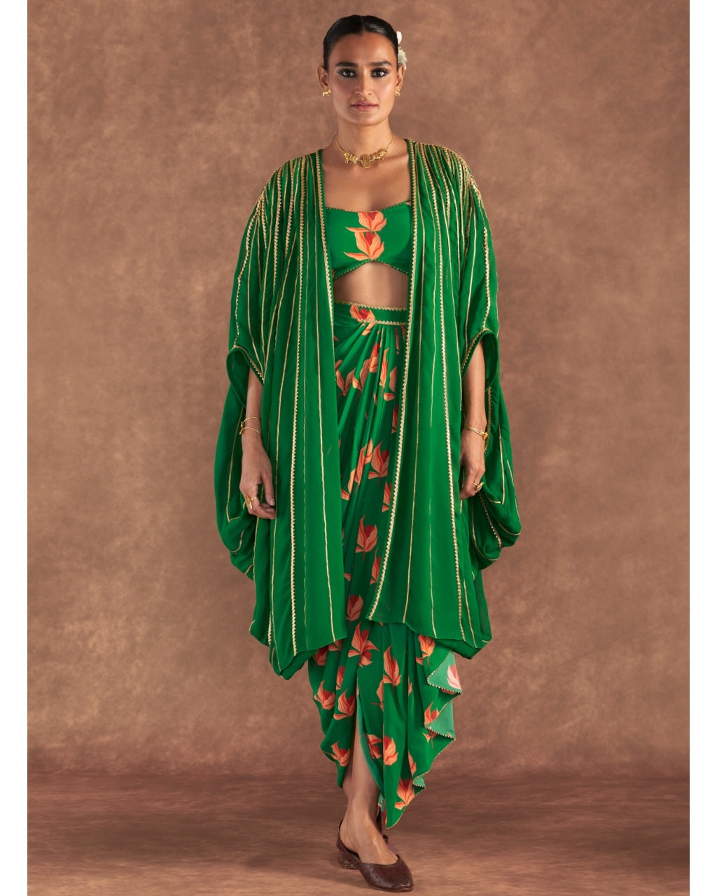 Green Nectar Cup Drape Skirt Set