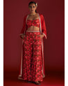 Red Rain Lily Cape Set By House Of Masaba