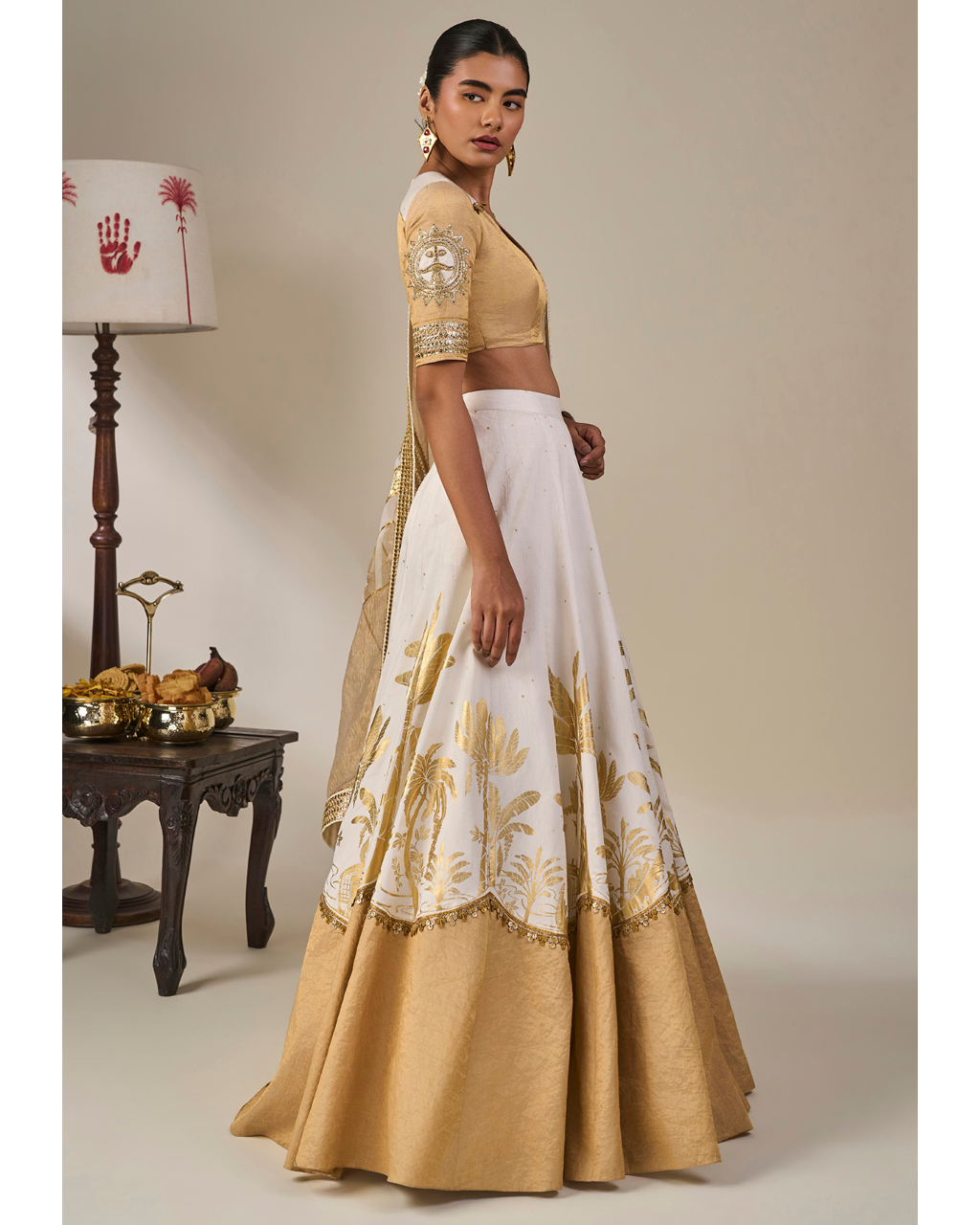 Ivory Backwater Postcard Lehenga Set