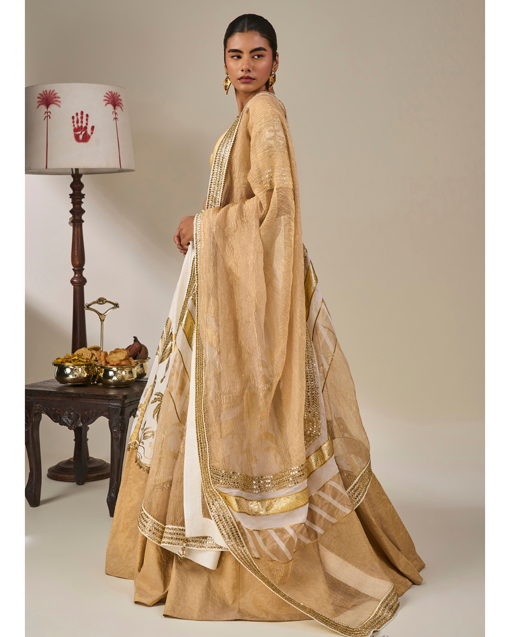 Ivory Backwater Postcard Lehenga Set