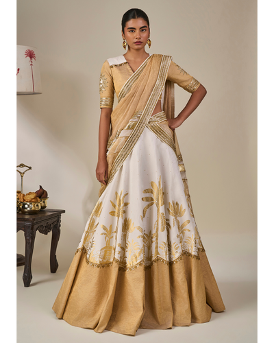 Ivory Backwater Postcard Lehenga Set