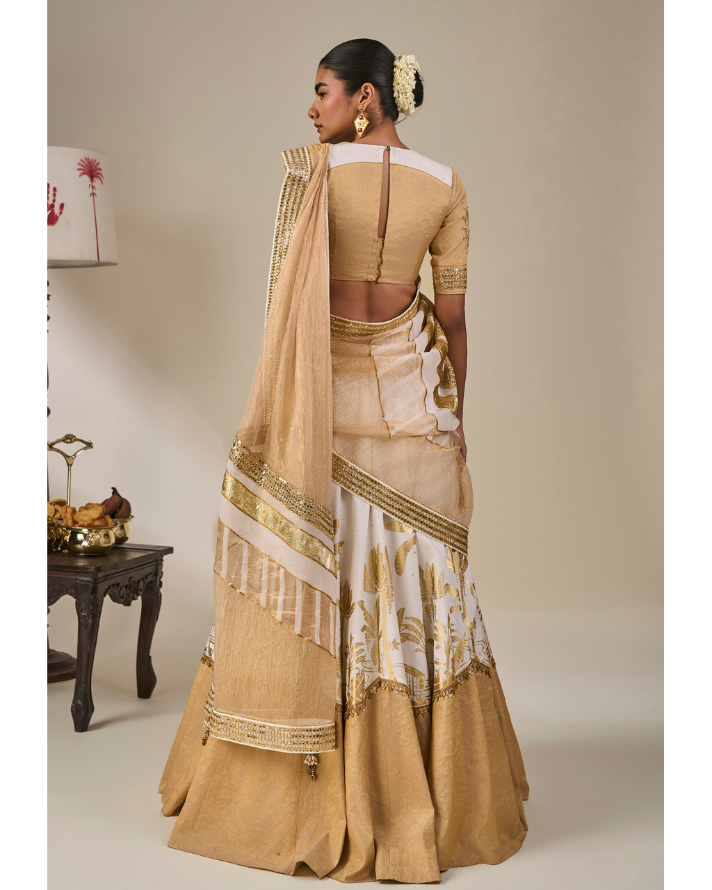 Ivory Backwater Postcard Lehenga Set