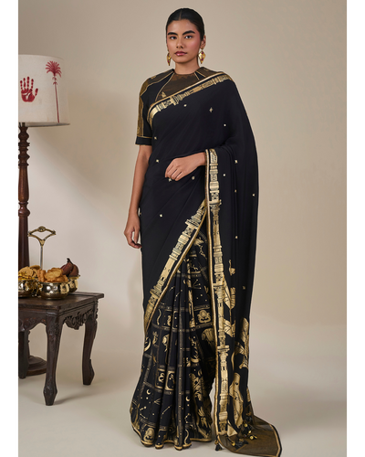 Black Malabar Grove Sari Set