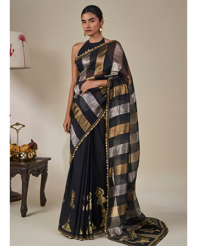 Black The Glided Lantern Sari Set