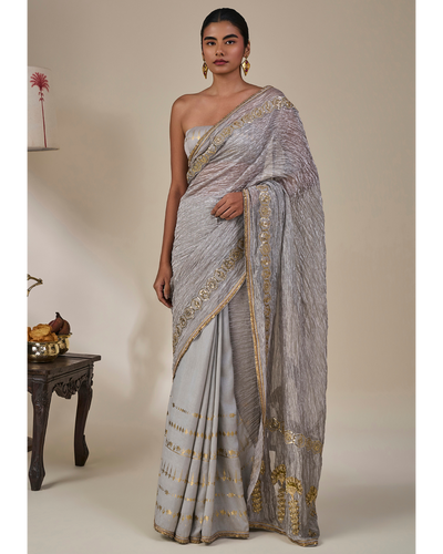 Grey Kathakali Malabar Sari Set