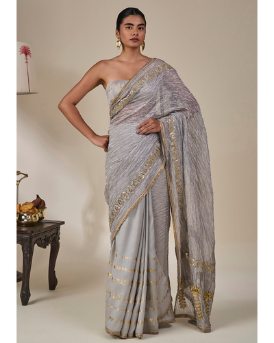 Grey Kathakali Malabar Sari Set