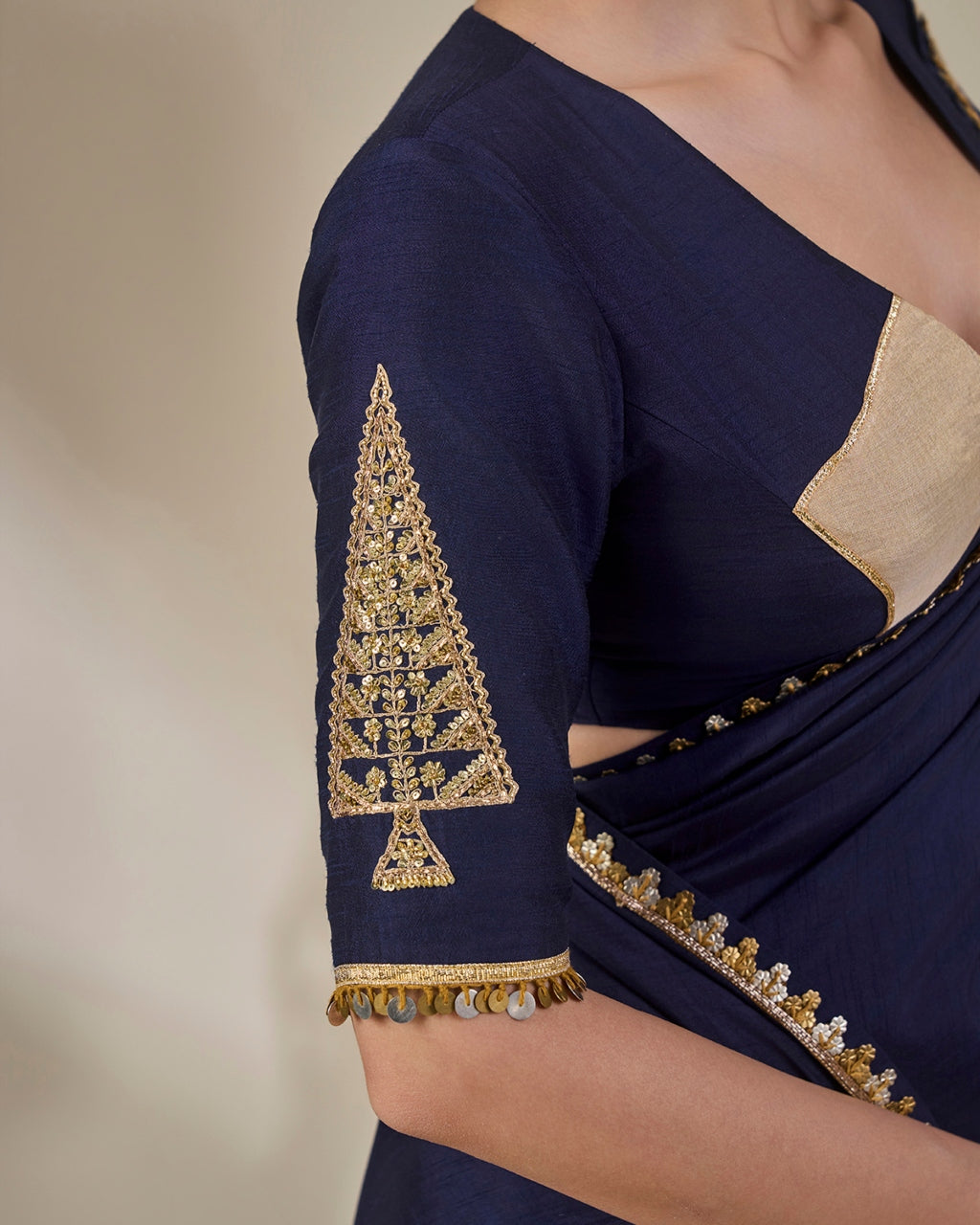 Blue Backwater Postcard Stripe Sari Set