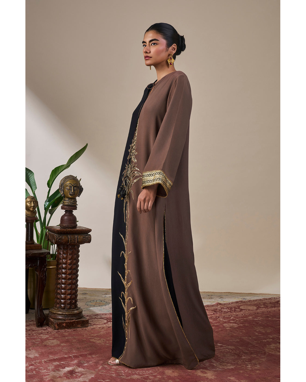 Black & Brown Shaahi Bloom Kaftan