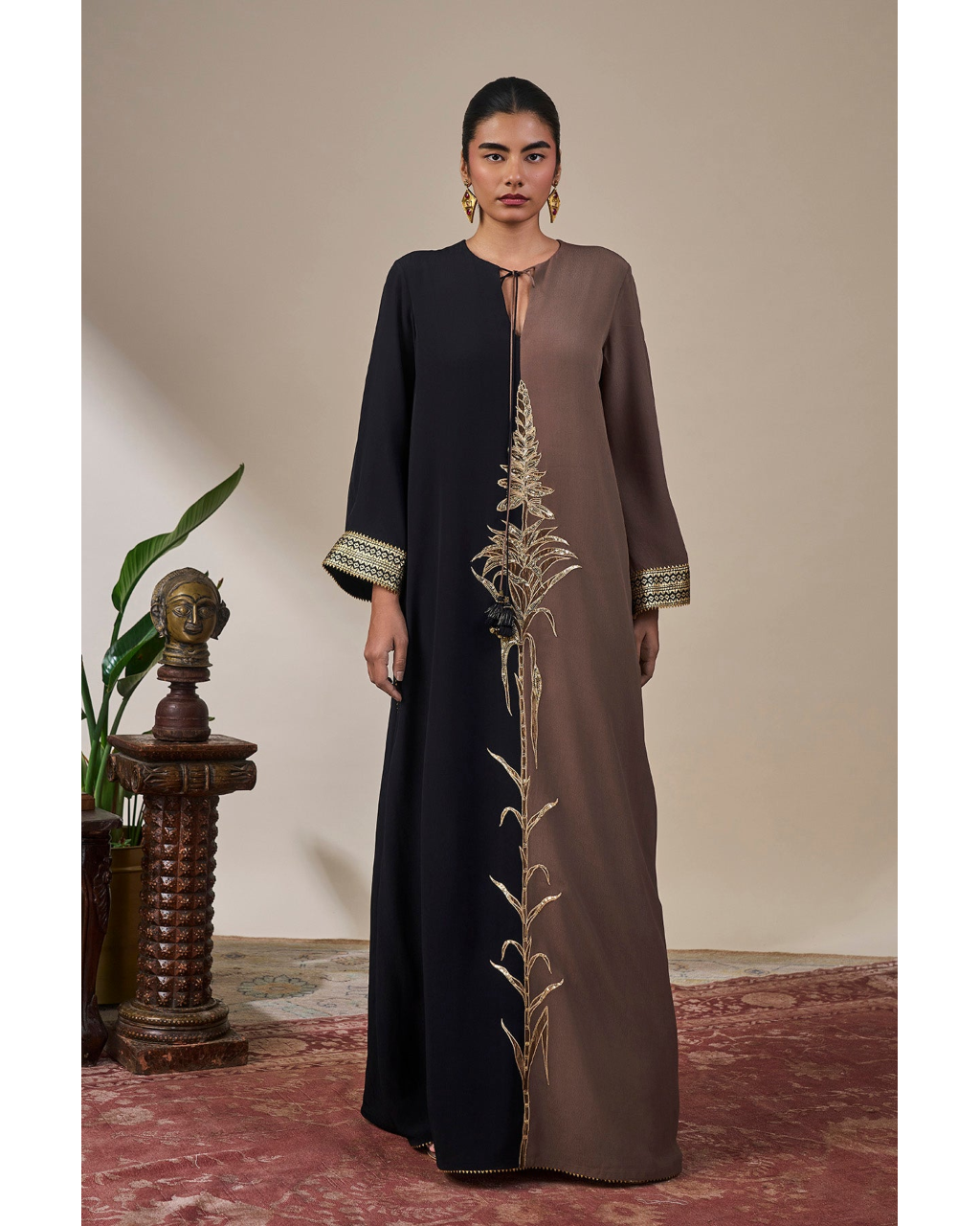 Black & Brown Shaahi Bloom Kaftan