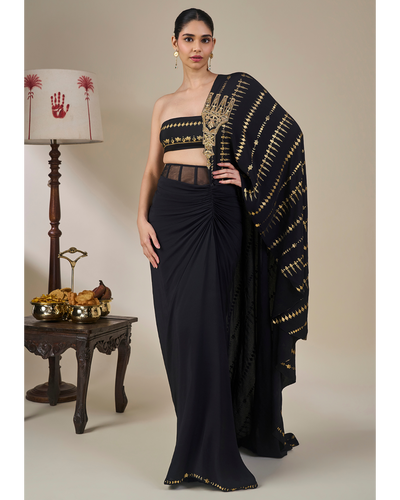 Midnight Moonline Drape Sari