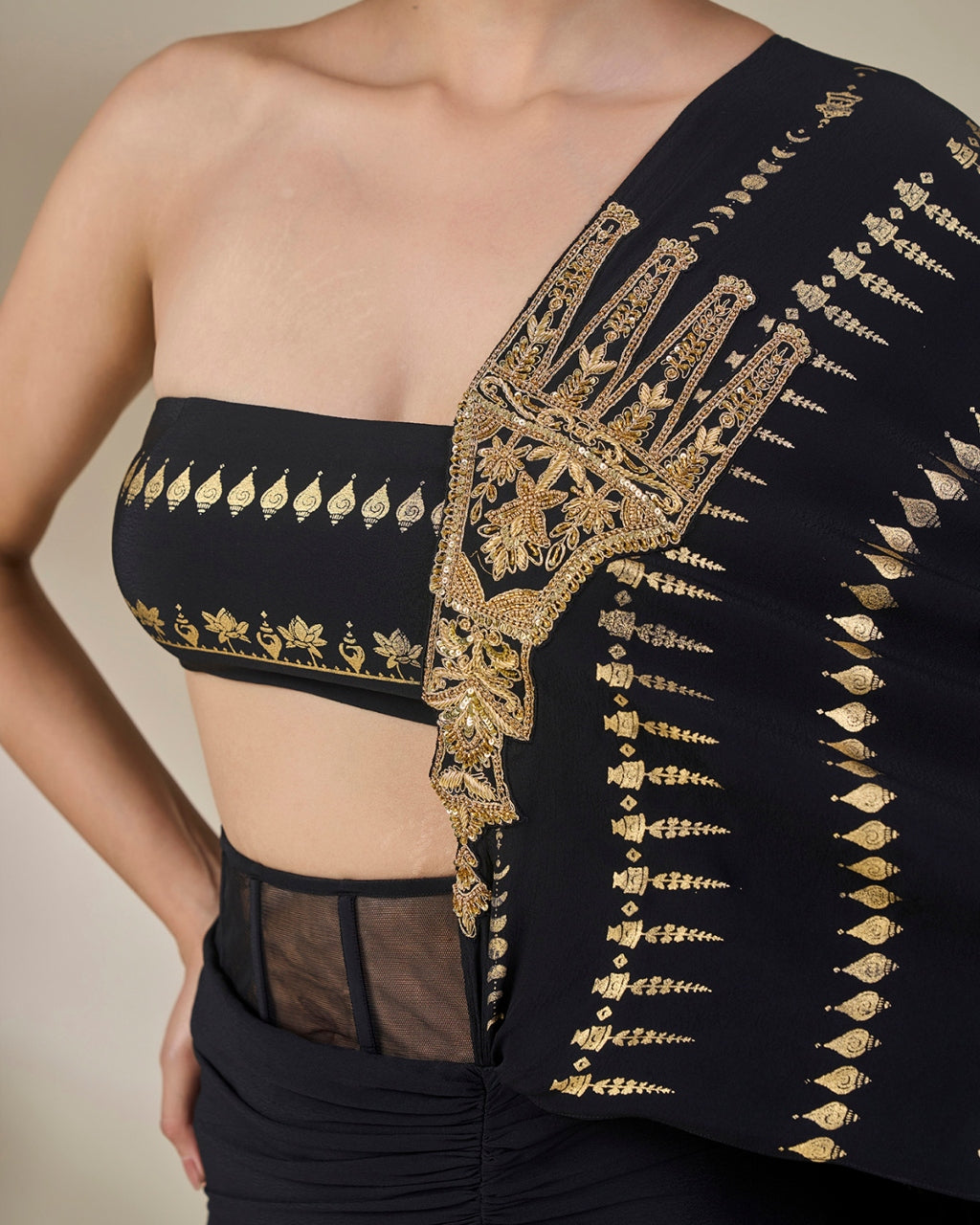 Midnight Moonline Drape Sari
