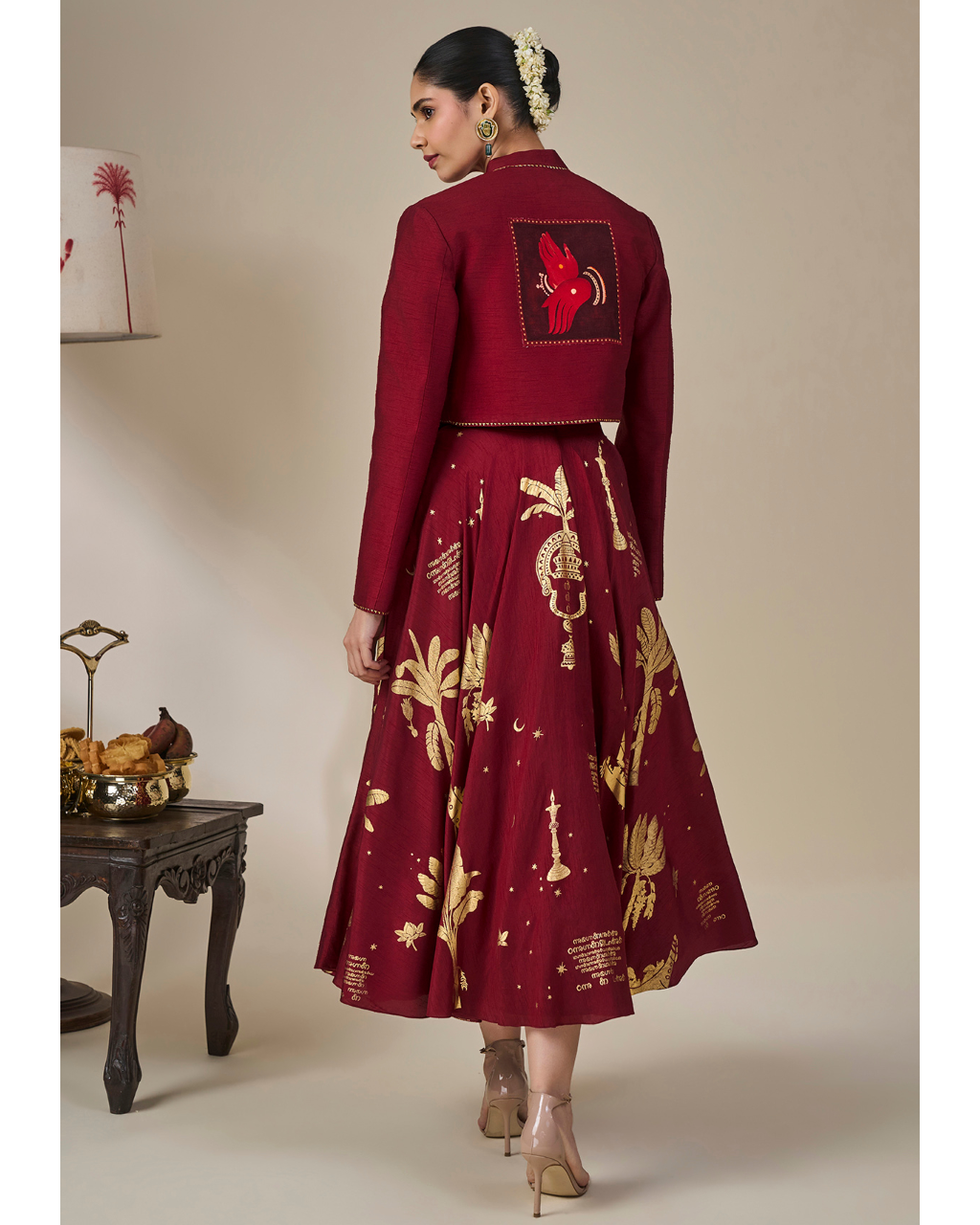 Cherry Malabar Masque Skirt Set