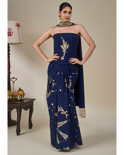 Blue Cosmic Birdsong Corset Set