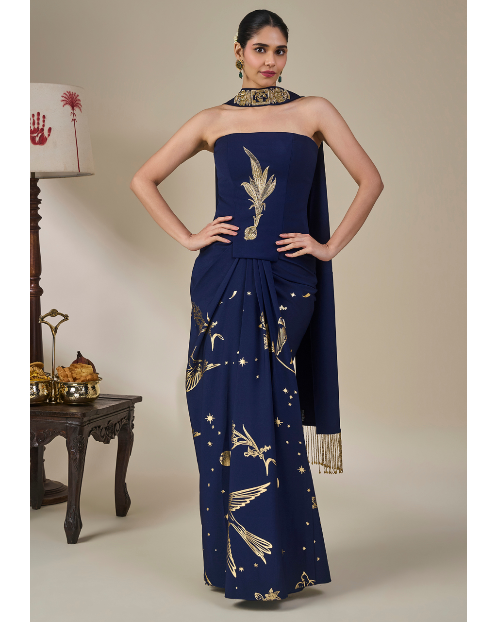 Blue Cosmic Birdsong Corset Set