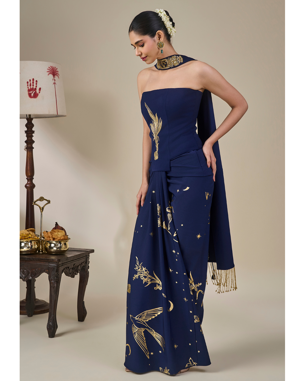 Blue Cosmic Birdsong Corset Set